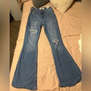 Hollister Light Blue Distressed Flare Jeans